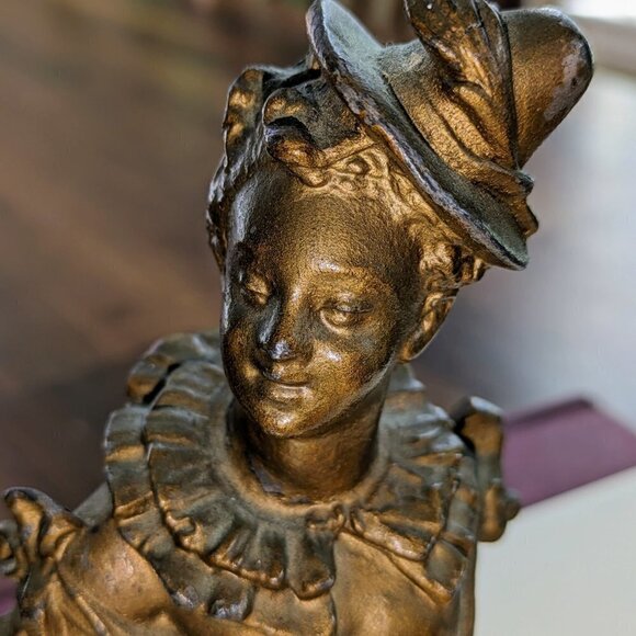 Cast Iron Vintage Brass Victorian Lady Torso Bust Cane Topper - Picture 9 of 10